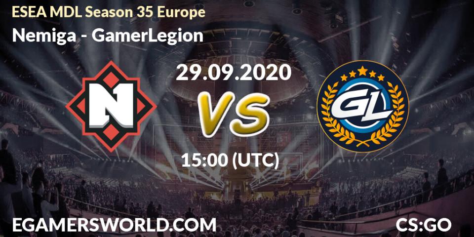 Pronósticos Nemiga - GamerLegion. 29.09.20. ESEA MDL Season 35 Europe - CS2 (CS:GO)