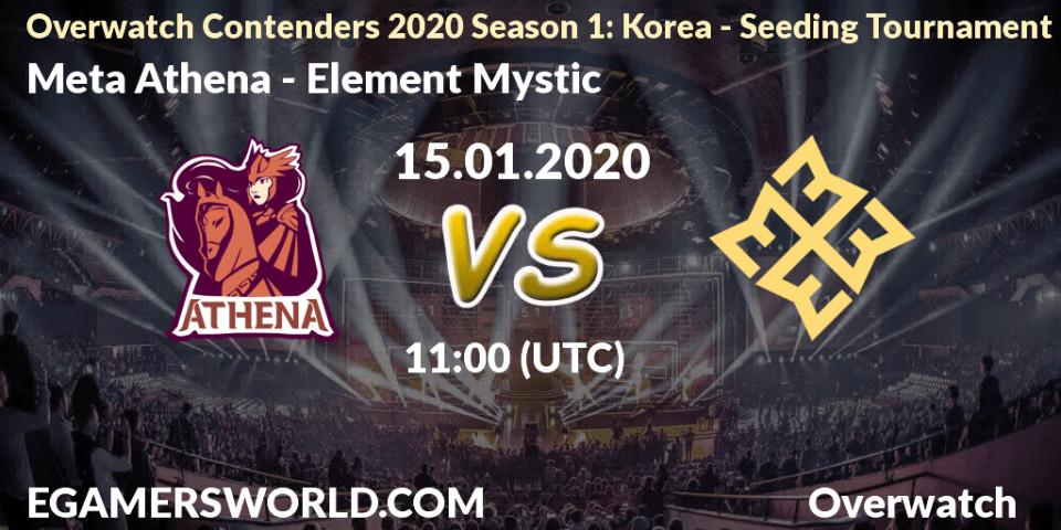 Pronósticos Meta Athena - Element Mystic. 15.01.20. Overwatch Contenders 2020 Season 1: Korea - Seeding Tournament - Overwatch