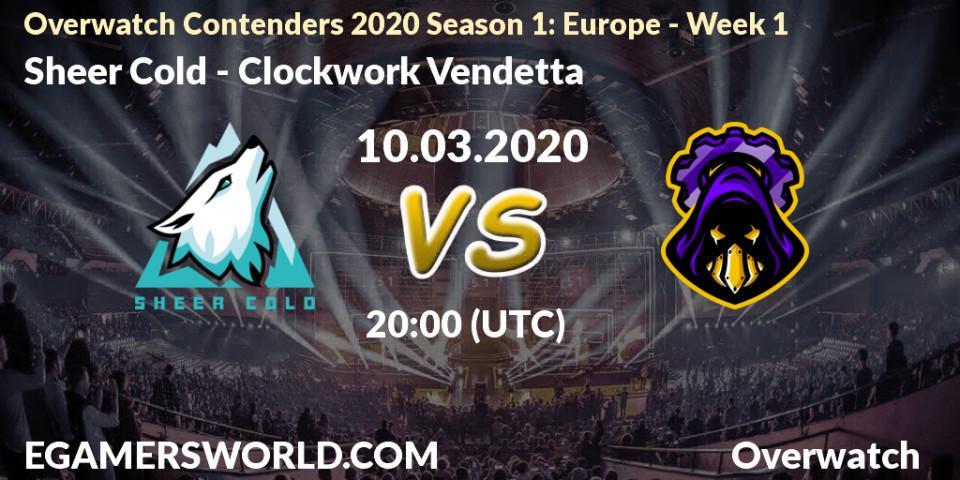 Pronósticos Sheer Cold - Clockwork Vendetta. 10.03.20. Overwatch Contenders 2020 Season 1: Europe - Week 1 - Overwatch