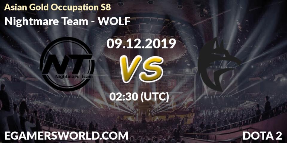 Pronósticos Nightmare Team - WOLF. 08.12.19. Asian Gold Occupation S8 - Dota 2