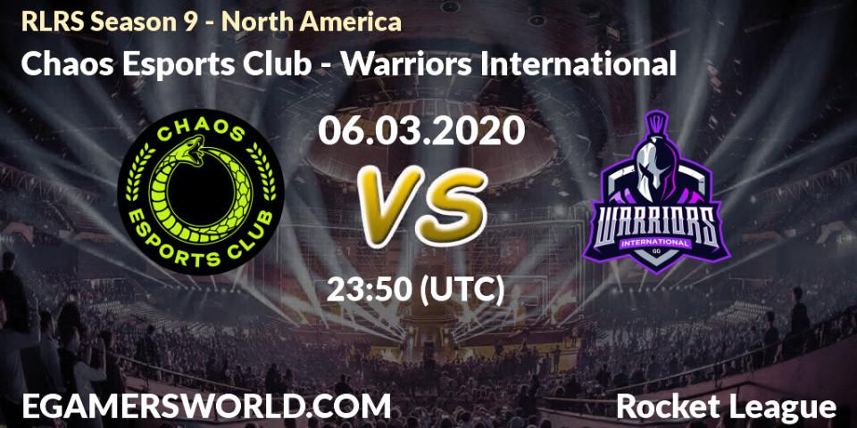 Pronósticos Chaos Esports Club - Warriors International. 06.03.20. RLRS Season 9 - North America - Rocket League