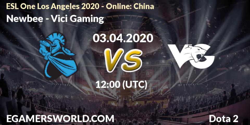 Pronósticos Newbee - Vici Gaming. 03.04.20. ESL One Los Angeles 2020 - Online: China - Dota 2