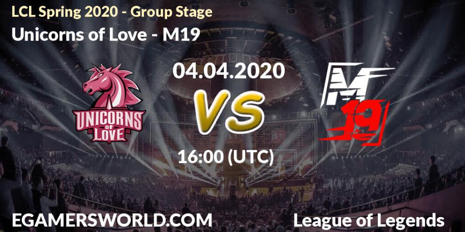 Pronósticos Unicorns of Love - M19. 04.04.20. LCL Spring 2020 - Group Stage - LoL