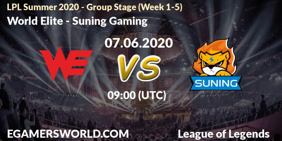 Pronósticos World Elite - Suning Gaming. 07.06.20. LPL Summer 2020 - Group Stage (Week 1-5) - LoL