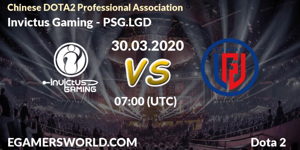 Pronósticos Invictus Gaming - PSG.LGD. 30.03.20. CDA League Season 1 - Dota 2