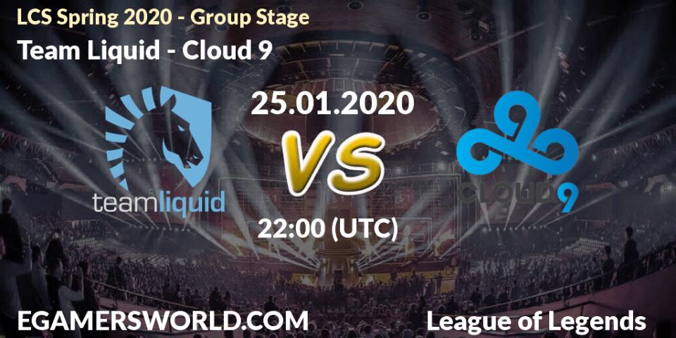 Pronósticos Team Liquid - Cloud 9. 25.01.20. LCS Spring 2020 - Group Stage - LoL