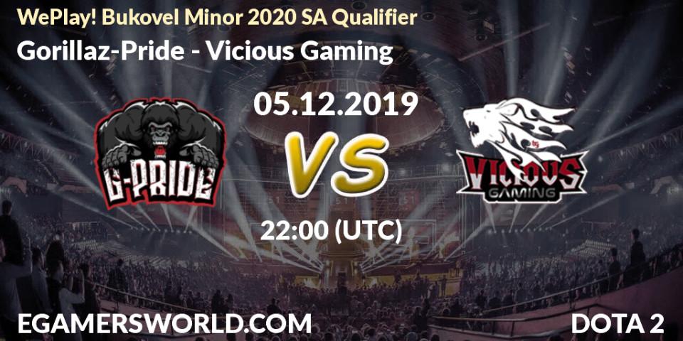 Pronósticos Gorillaz-Pride - Vicious Gaming. 05.12.19. WePlay! Bukovel Minor 2020 SA Qualifier - Dota 2
