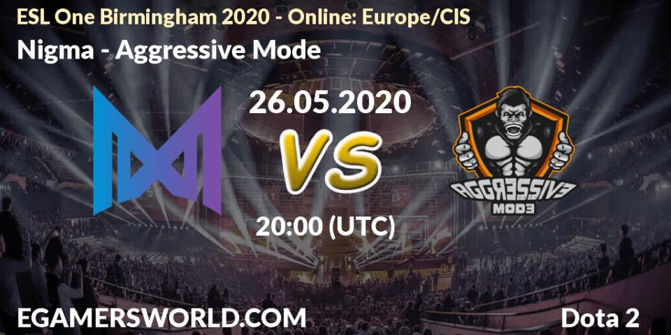 Pronósticos Nigma - Aggressive Mode. 26.05.20. ESL One Birmingham 2020 - Online: Europe/CIS - Dota 2