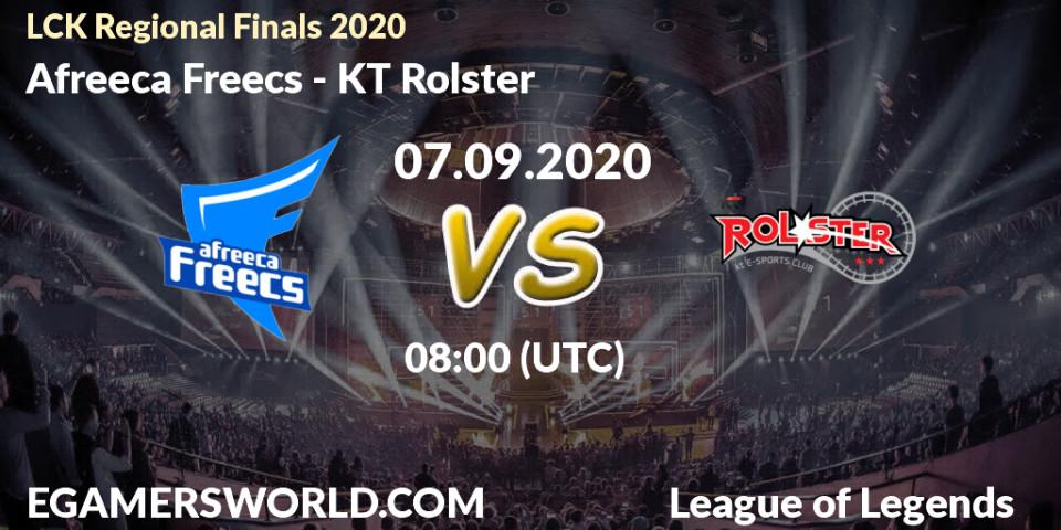 Pronósticos Afreeca Freecs - KT Rolster. 07.09.2020 at 08:00. LCK Regional Finals 2020 - LoL