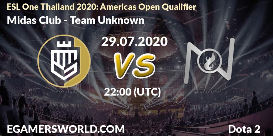 Pronósticos Midas Club - Team Unknown. 29.07.2020 at 22:20. ESL One Thailand 2020: Americas Open Qualifier - Dota 2