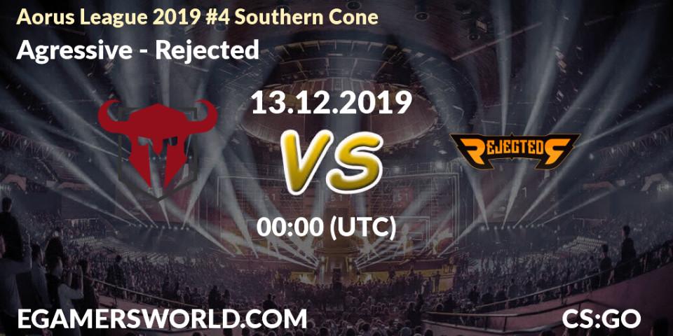 Pronósticos Agressive - Rejected. 12.12.19. Aorus League 2019 #4 Southern Cone - CS2 (CS:GO)