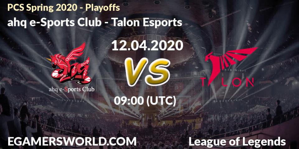Pronósticos ahq e-Sports Club - Talon Esports. 12.04.2020 at 08:38. PCS Spring 2020 - Playoffs - LoL