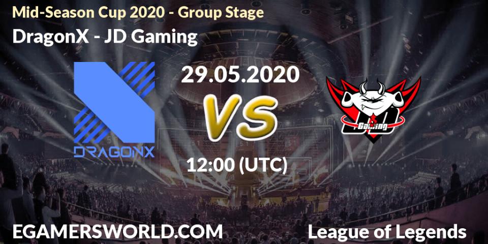 Pronósticos DragonX - JD Gaming. 29.05.2020 at 12:15. Mid-Season Cup 2020 - Group Stage - LoL