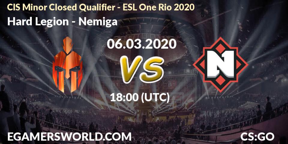 Pronósticos Hard Legion - Nemiga. 06.03.20. CIS Minor Closed Qualifier - ESL One Rio 2020 - CS2 (CS:GO)