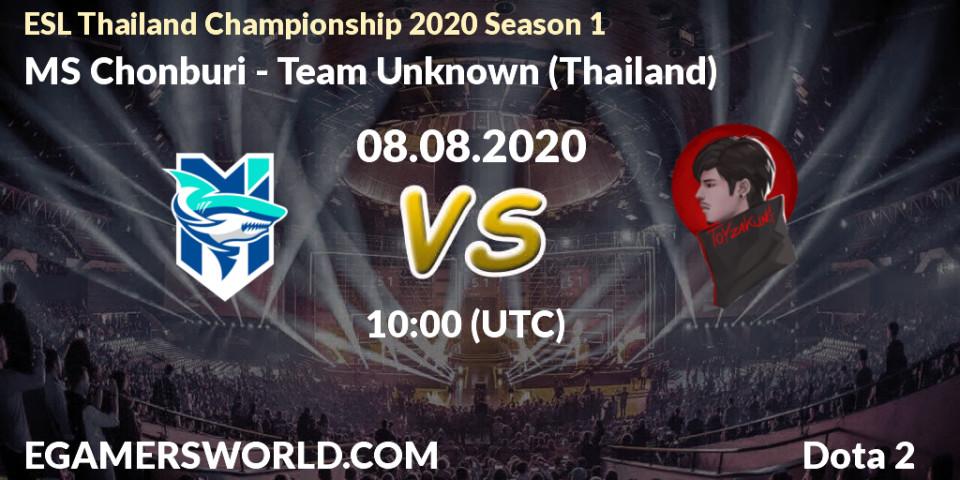 Pronósticos MS Chonburi - Team Unknown (Thailand). 08.08.2020 at 10:06. ESL Thailand Championship 2020 Season 1 - Dota 2