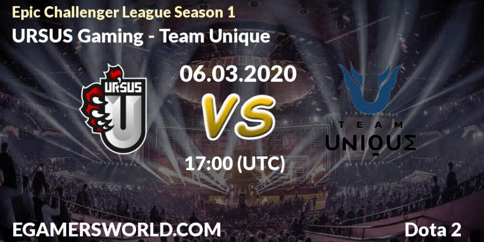 Pronósticos URSUS Gaming - Team Unique. 06.03.20. Epic Challenger League Season 1 - Dota 2