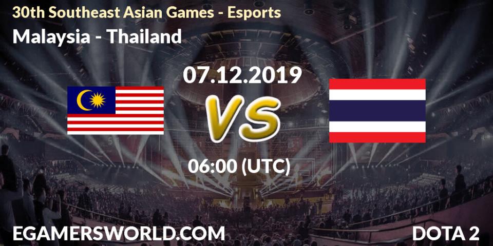 Pronósticos Malaysia - Thailand. 07.12.2019 at 09:00. 30th Southeast Asian Games - Esports - Dota 2
