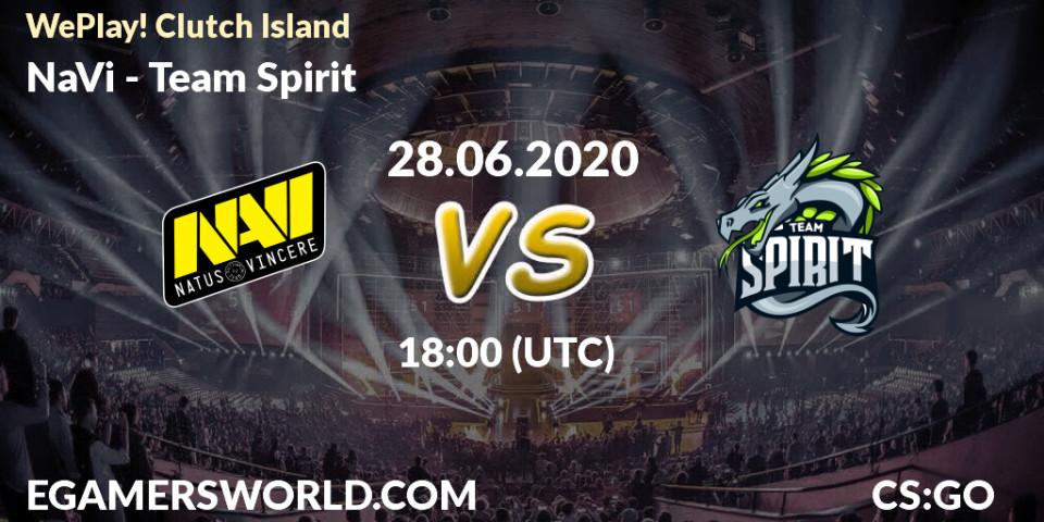Pronósticos NaVi - Team Spirit. 28.06.2020 at 18:00. WePlay! Clutch Island - Counter-Strike (CS2)
