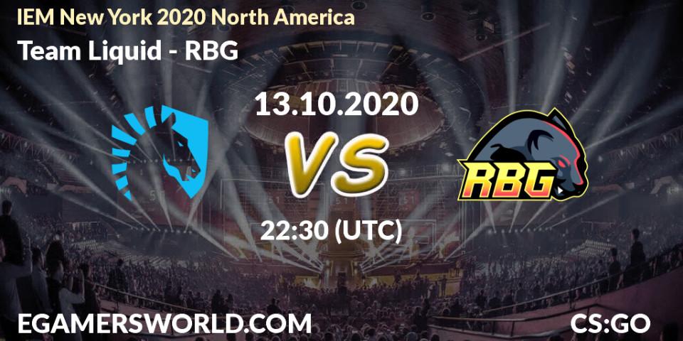 Pronósticos Team Liquid - RBG. 13.10.2020 at 22:30. IEM New York 2020 North America - Counter-Strike (CS2)