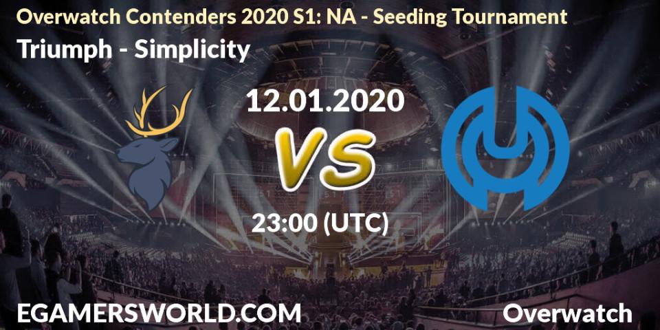 Pronósticos Triumph - Simplicity. 12.01.20. Overwatch Contenders 2020 S1: NA - Seeding Tournament - Overwatch