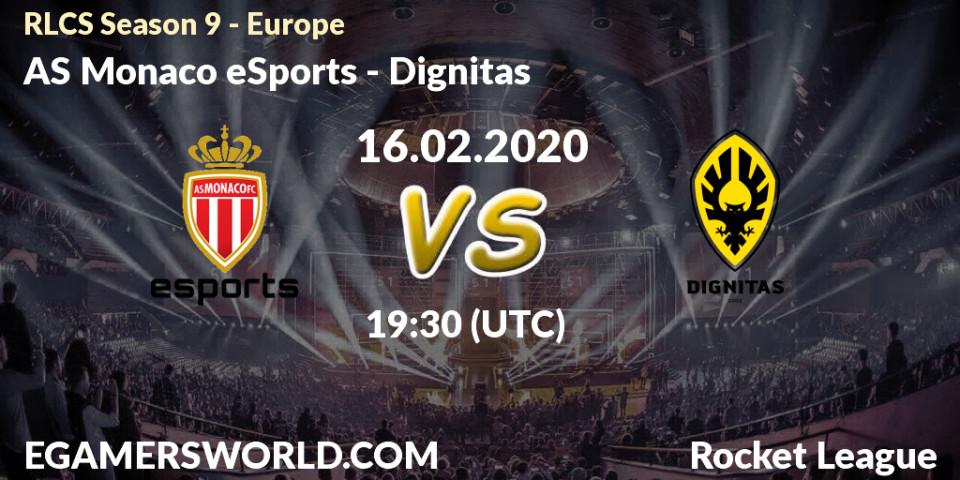 Pronósticos AS Monaco eSports - Dignitas. 16.02.20. RLCS Season 9 - Europe - Rocket League