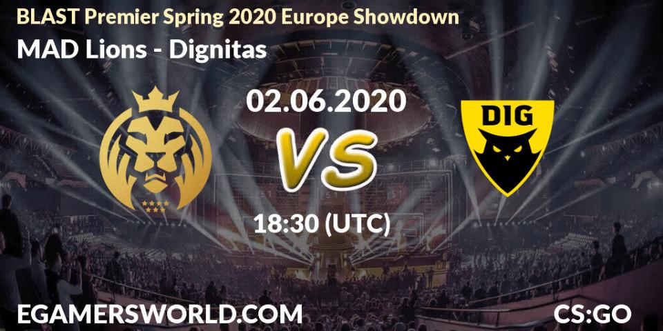 Pronósticos MAD Lions - Dignitas. 02.06.2020 at 18:25. BLAST Premier Spring 2020 Europe Showdown - Counter-Strike (CS2)