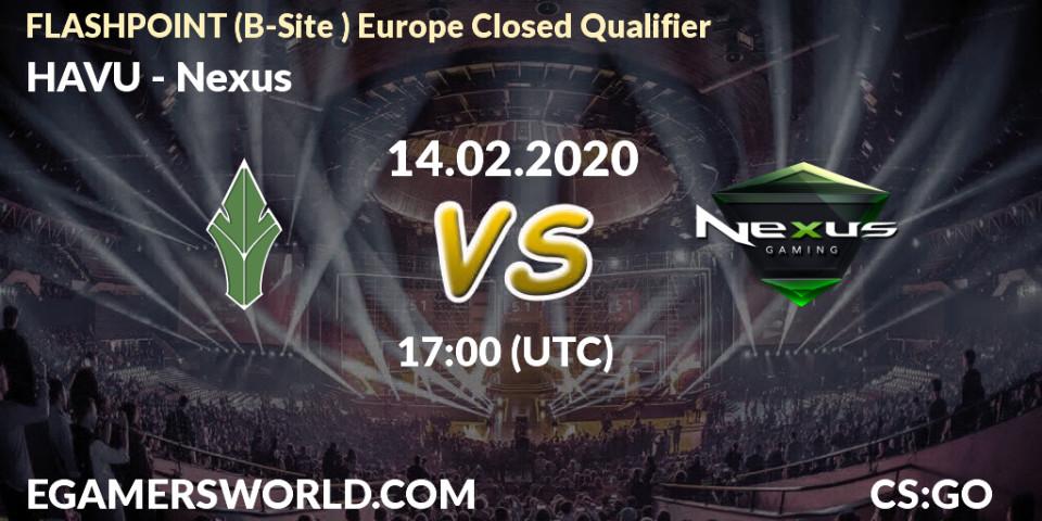 Pronósticos HAVU - Nexus. 14.02.2020 at 17:15. FLASHPOINT Europe Closed Qualifier - Counter-Strike (CS2)