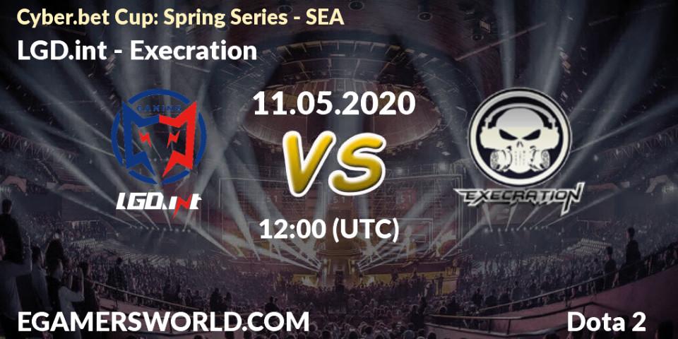 Pronósticos LGD.int - Execration. 11.05.2020 at 13:21. Cyber.bet Cup: Spring Series - SEA - Dota 2
