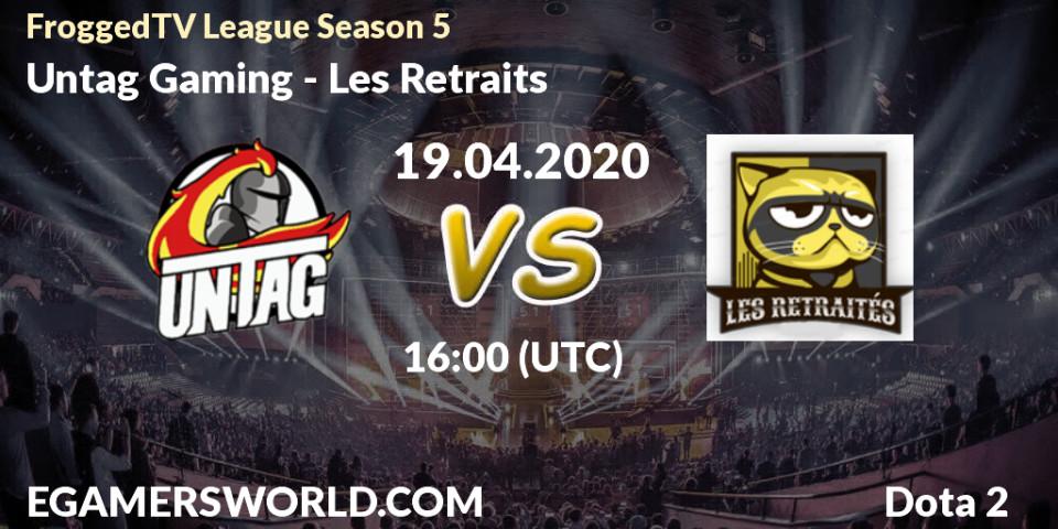 Pronósticos Untag Gaming - Les Retraités. 26.04.2020 at 16:06. FroggedTV League Season 5 - Dota 2