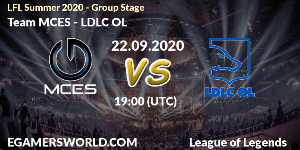 Pronósticos Team MCES - LDLC OL. 22.09.2020 at 17:00. LFL Summer 2020 - Group Stage - LoL