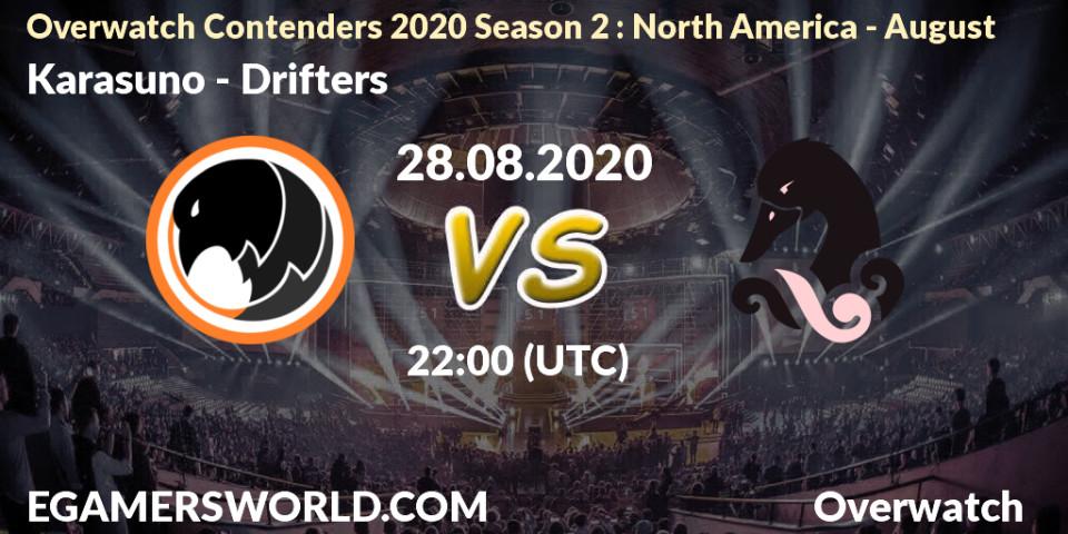 Pronósticos Karasuno - Drifters. 28.08.20. Overwatch Contenders 2020 Season 2: North America - August - Overwatch