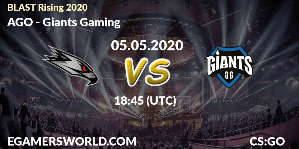 Pronósticos AGO - Giants Gaming. 05.05.2020 at 18:45. BLAST Rising 2020 - Counter-Strike (CS2)