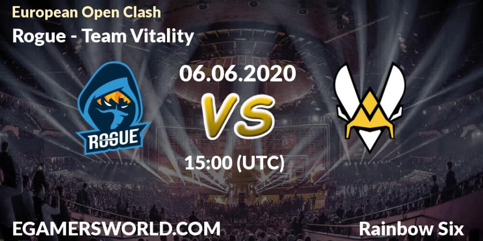 Pronósticos Rogue - Team Vitality. 06.06.2020 at 18:00. European Open Clash - Rainbow Six
