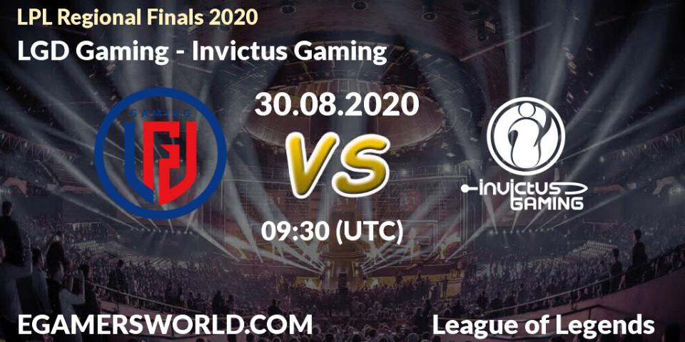 Pronósticos LGD Gaming - Invictus Gaming. 30.08.20. LPL Regional Finals 2020 - LoL