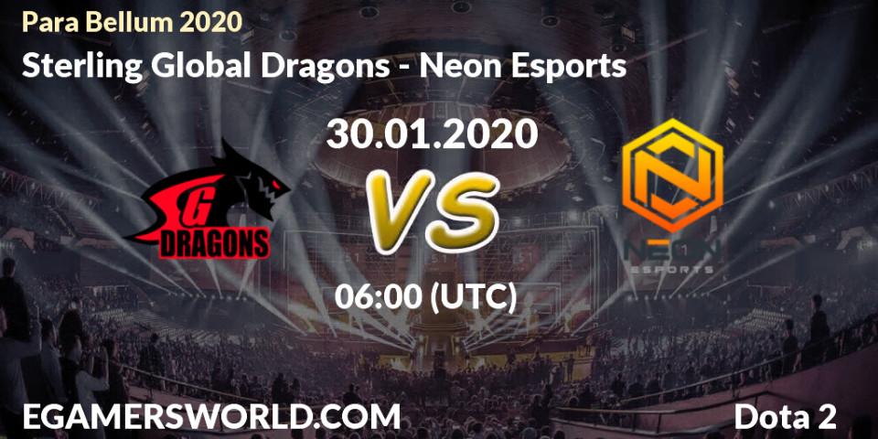 Pronósticos Sterling Global Dragons - Neon Esports. 30.01.20. Para Bellum 2020 - Dota 2
