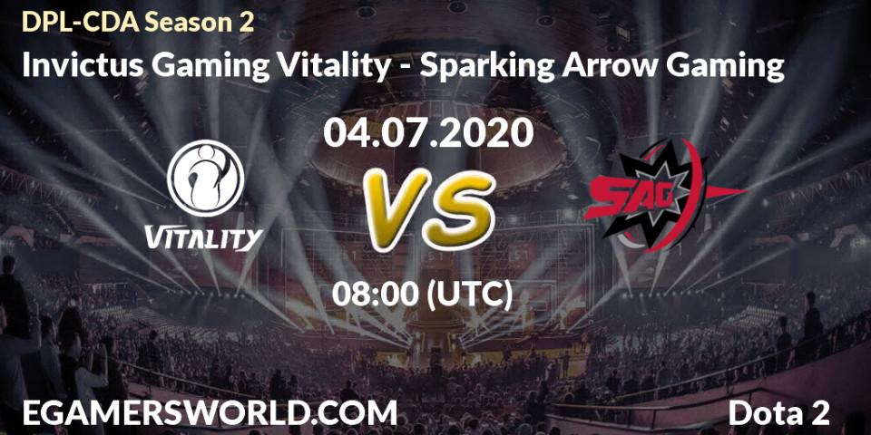 Pronósticos Invictus Gaming Vitality - Sparking Arrow Gaming. 04.07.2020 at 08:01. DPL-CDA Professional League Season 2 - Dota 2