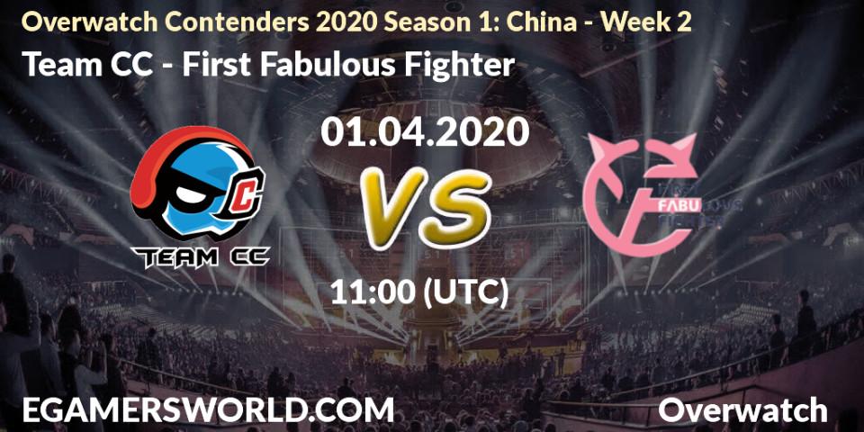 Pronósticos Team CC - First Fabulous Fighter. 01.04.2020 at 11:00. Overwatch Contenders 2020 Season 1: China - Week 2 - Overwatch