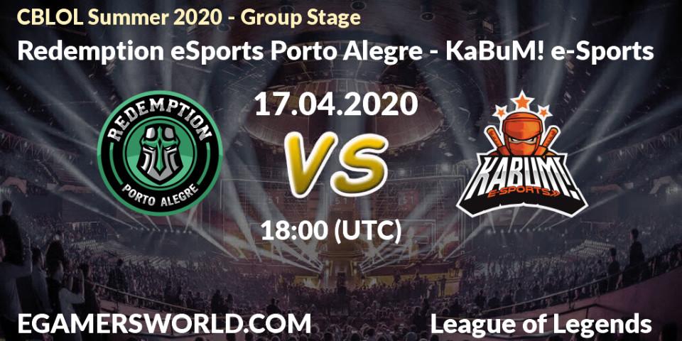 Pronósticos Redemption eSports Porto Alegre - KaBuM! e-Sports. 17.04.20. CBLOL Summer 2020 - Group Stage - LoL