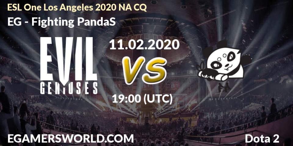 Pronósticos EG - Fighting PandaS. 11.02.20. ESL One Los Angeles 2020 NA CQ - Dota 2
