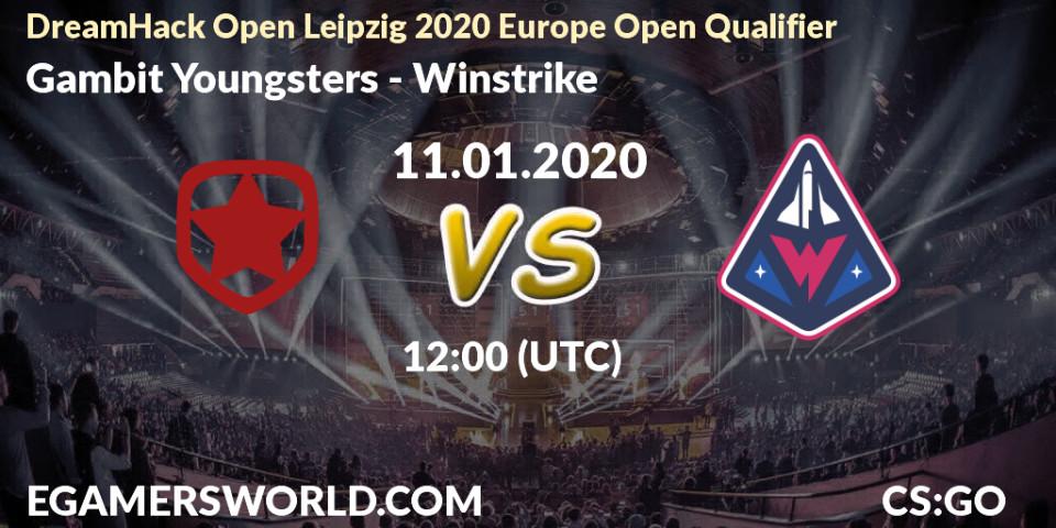 Pronósticos Gambit Youngsters - Winstrike. 11.01.2020 at 12:00. DreamHack Open Leipzig 2020 Europe Open Qualifier - Counter-Strike (CS2)