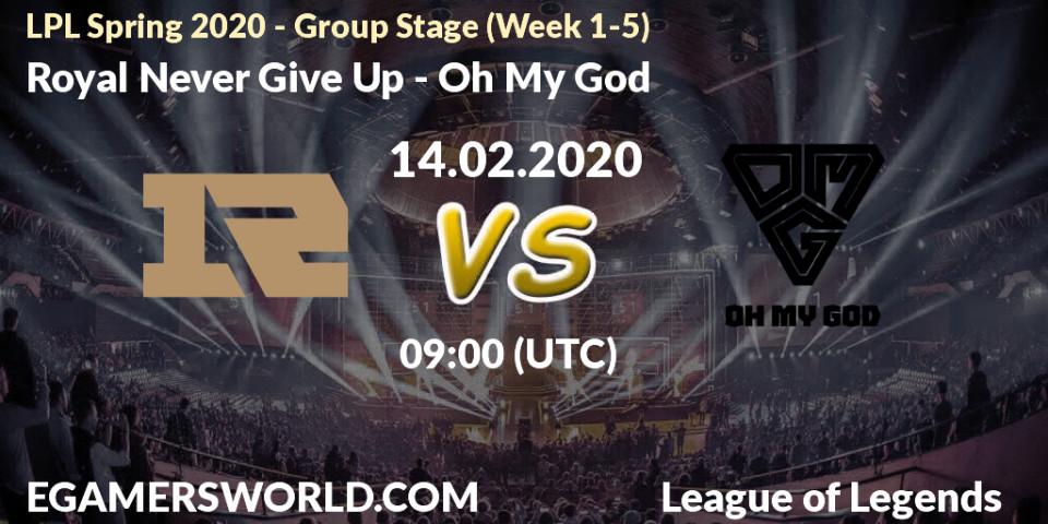 Pronósticos Royal Never Give Up - Oh My God. 11.03.20. LPL Spring 2020 - Group Stage (Week 1-4) - LoL