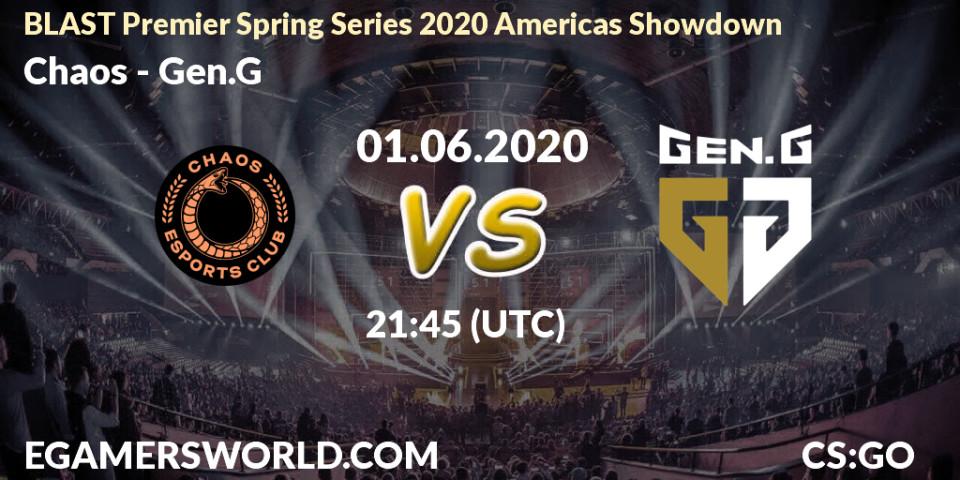 Pronósticos Chaos - Gen.G. 01.06.2020 at 22:00. BLAST Premier Spring Series 2020 Americas Showdown - Counter-Strike (CS2)