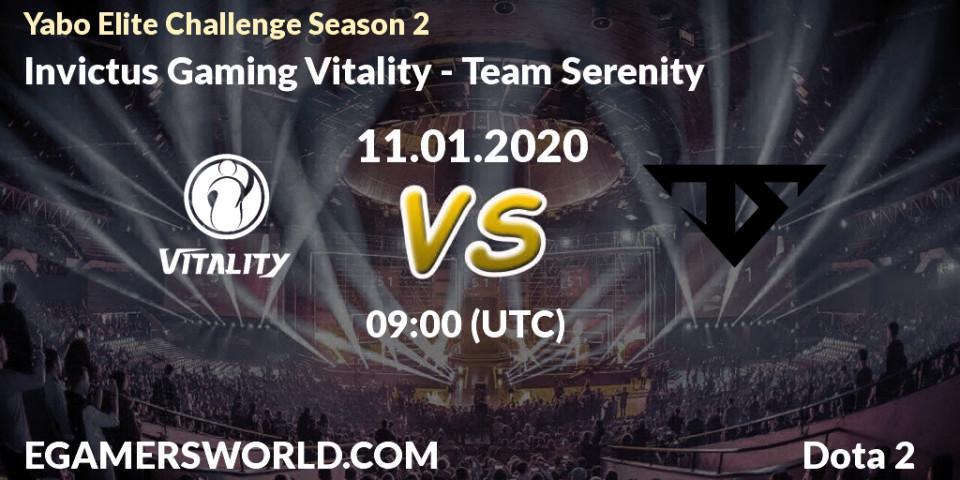 Pronósticos Invictus Gaming Vitality - Team Serenity. 11.01.20. Yabo Elite Challenge Season 2 - Dota 2