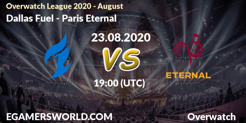 Pronósticos Dallas Fuel - Paris Eternal. 23.08.2020 at 19:00. Overwatch League 2020 - August - Overwatch