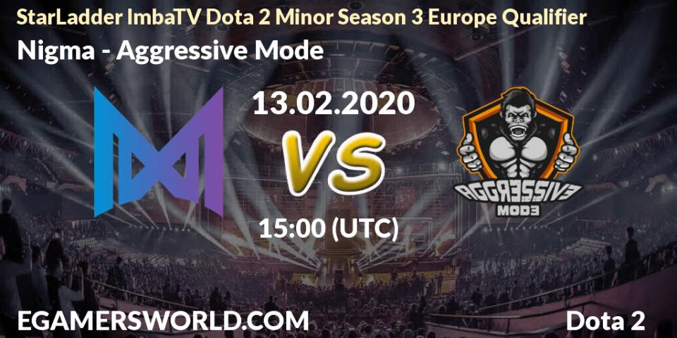 Pronósticos Nigma - Aggressive Mode. 13.02.20. StarLadder ImbaTV Dota 2 Minor Season 3 Europe Qualifier - Dota 2
