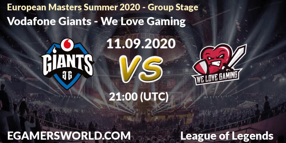 Pronósticos Vodafone Giants - We Love Gaming. 11.09.20. European Masters Summer 2020 - Group Stage - LoL