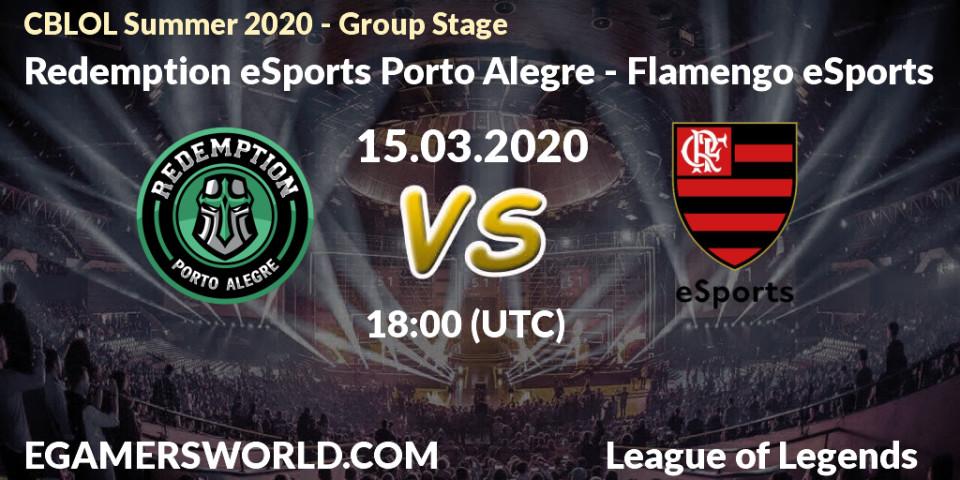 Pronósticos Redemption eSports Porto Alegre - Flamengo eSports. 15.03.20. CBLOL Summer 2020 - Group Stage - LoL