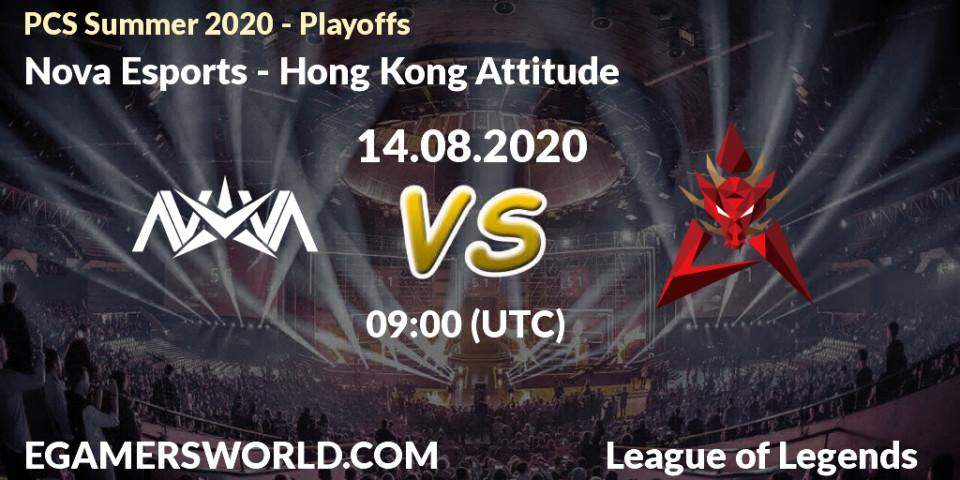Pronósticos Nova Esports - Hong Kong Attitude. 14.08.2020 at 09:00. PCS Summer 2020 - Playoffs - LoL