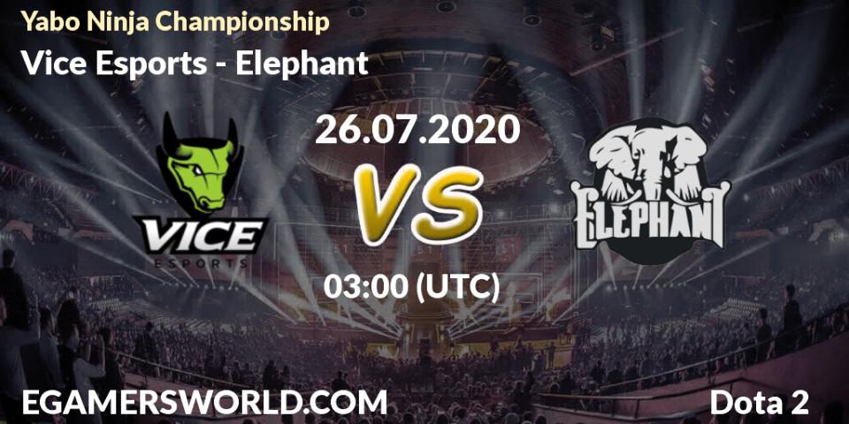 Pronósticos Vice Esports - Elephant. 26.07.20. Yabo Ninja Championship - Dota 2