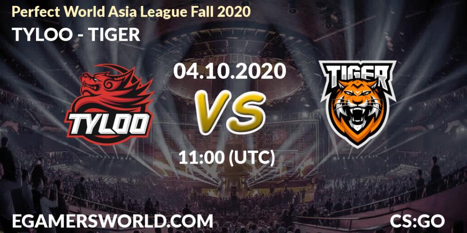 Pronósticos TYLOO - TIGER. 04.10.2020 at 10:00. Perfect World Asia League Fall 2020 - Counter-Strike (CS2)
